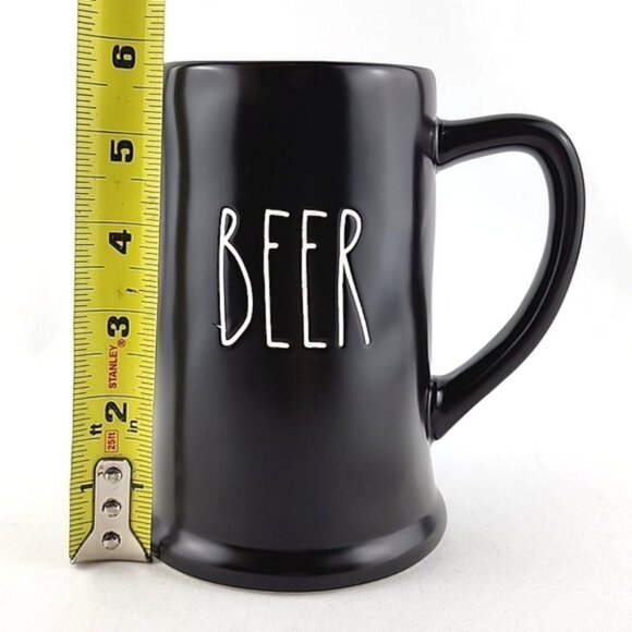 Rae Dunn Tall Black Beer Stein Mug White Large Letters Engraved BEER - Picture 8 of 9